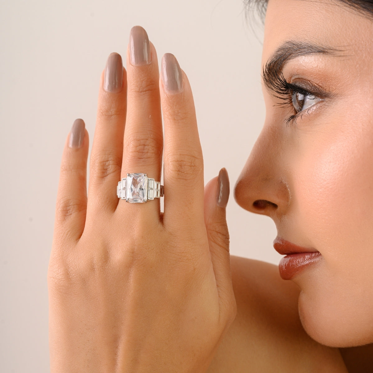 Big Ascher Cut Art Deco Vintage Inspired Engagement Ring