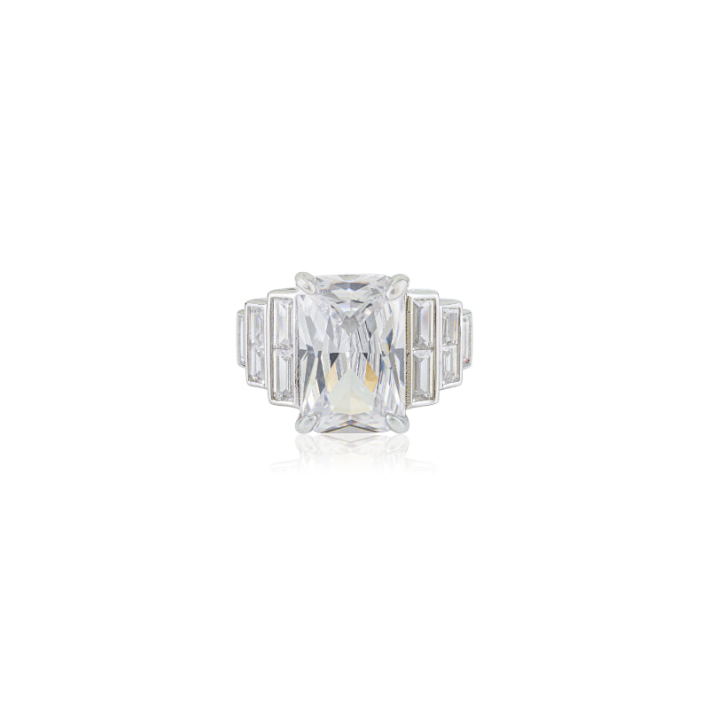 Big Ascher Cut Art Deco Vintage Inspired Engagement Ring
