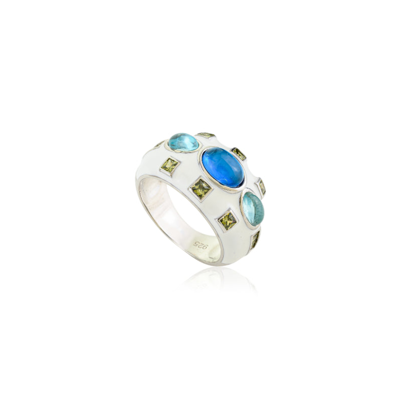 Sterling Silver Bold Colorful Chunky Designer Ring for Women