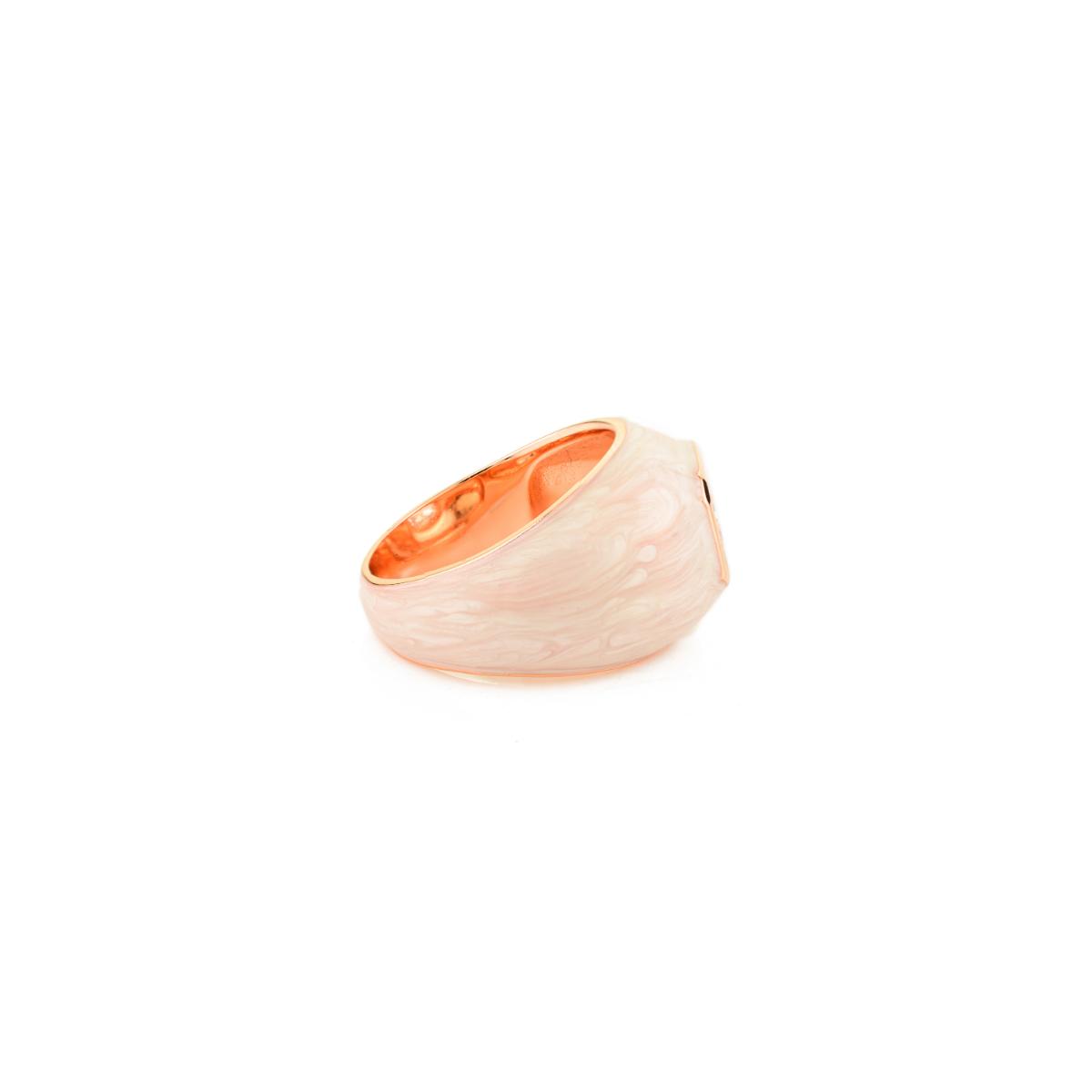 925 Sterling Silver Rose Gold Enamel Solitaire Ring