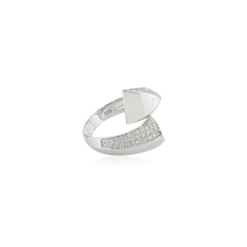 Sterling Silver Geometric Chunky Ring in White CZ