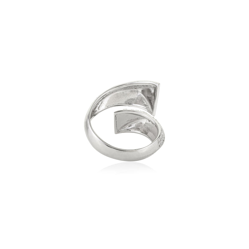 Sterling Silver Geometric Chunky Ring in White CZ