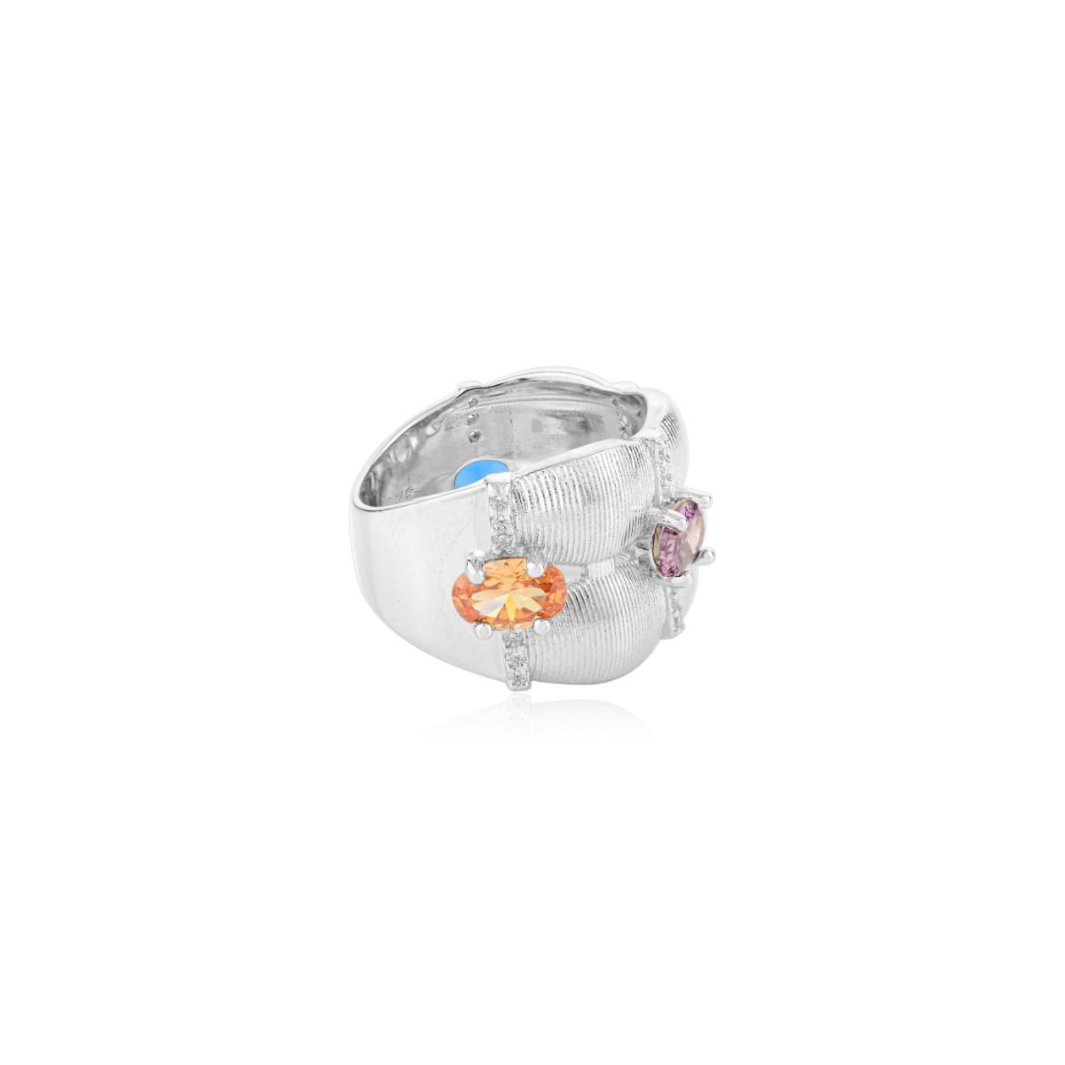 925 Sterling Silver Colourful Band Ring
