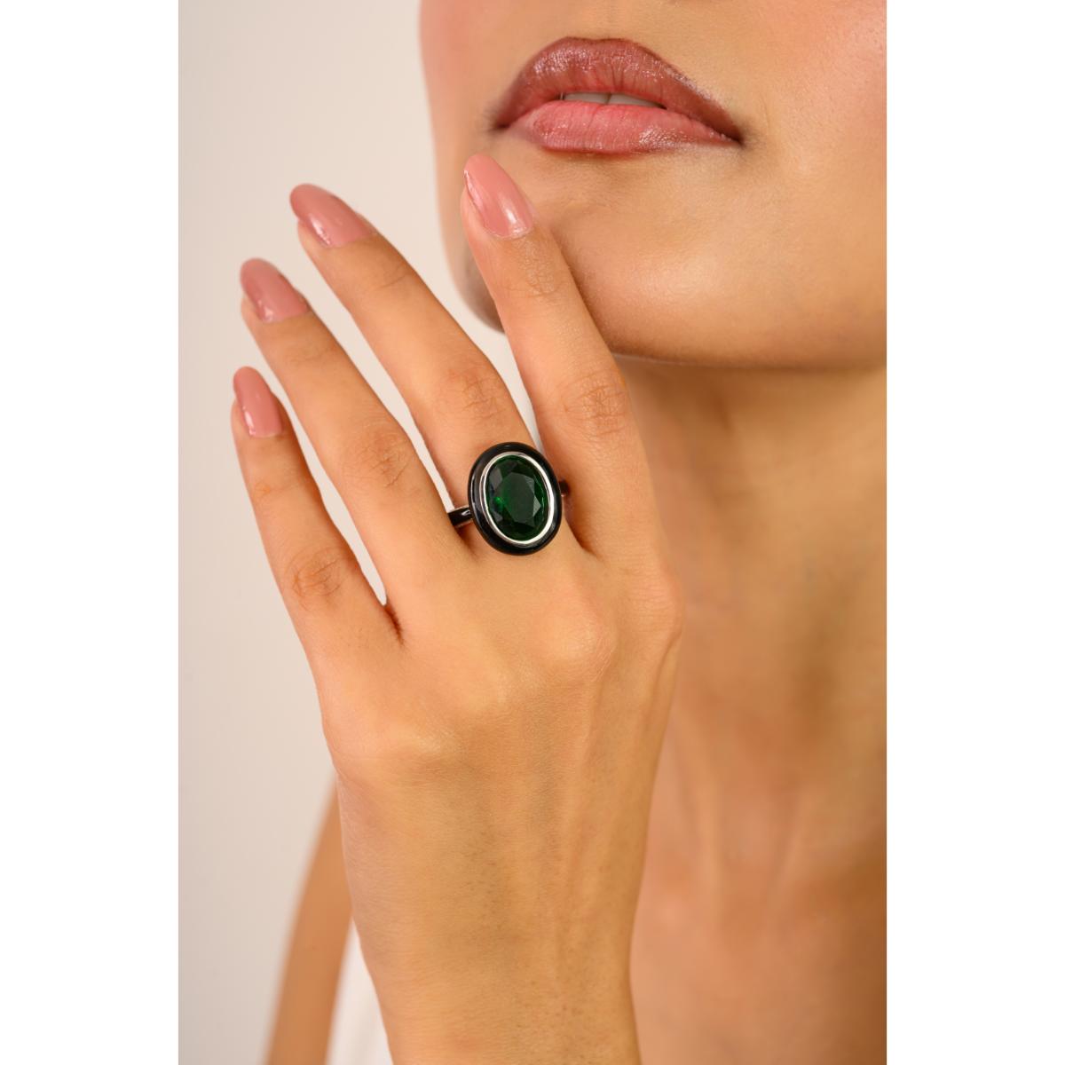 925 Sterling Silver Green Oval Retro Ring