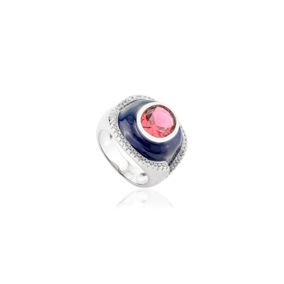 925 Sterling Silver Blue Halo Signet Ring