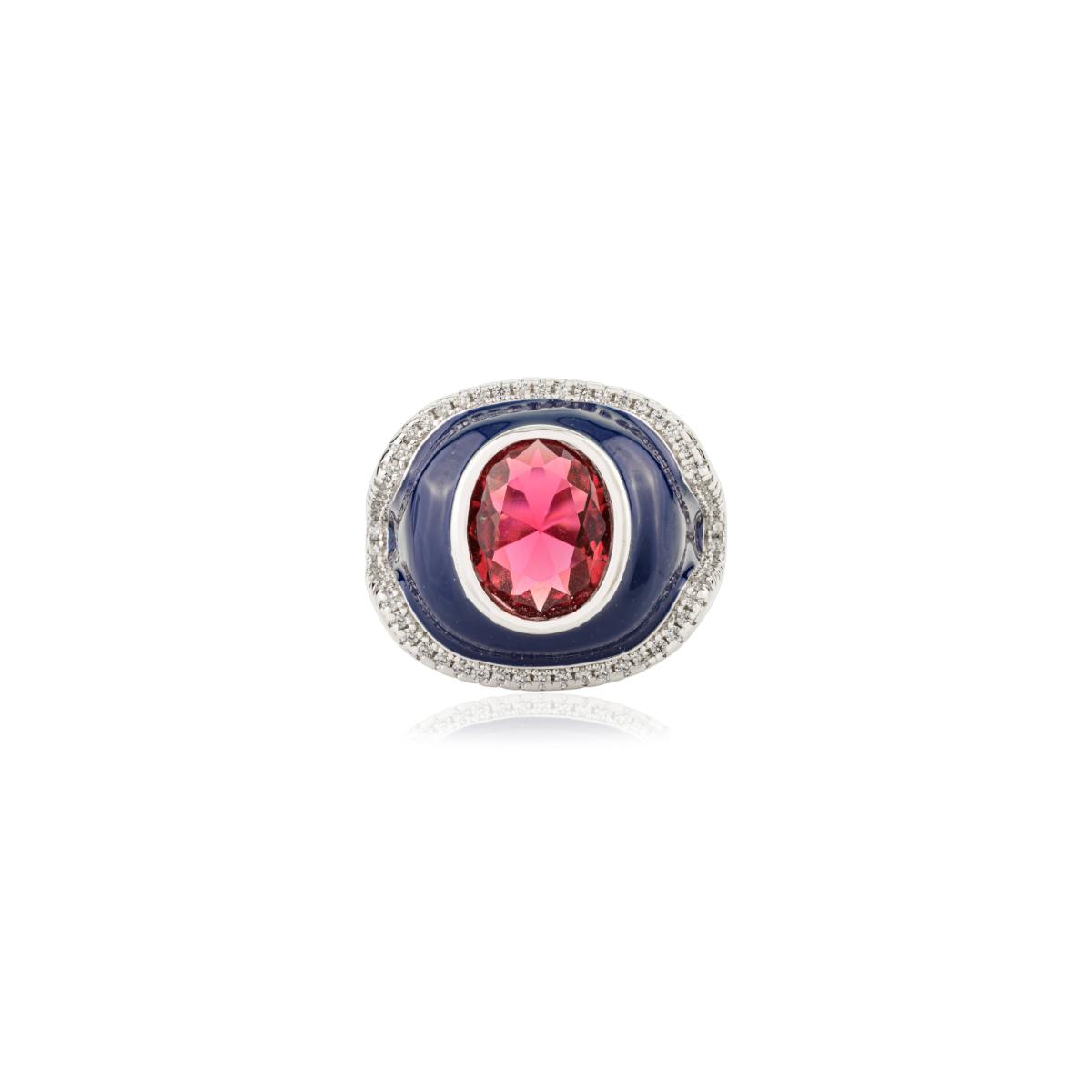925 Sterling Silver Blue Halo Signet Ring