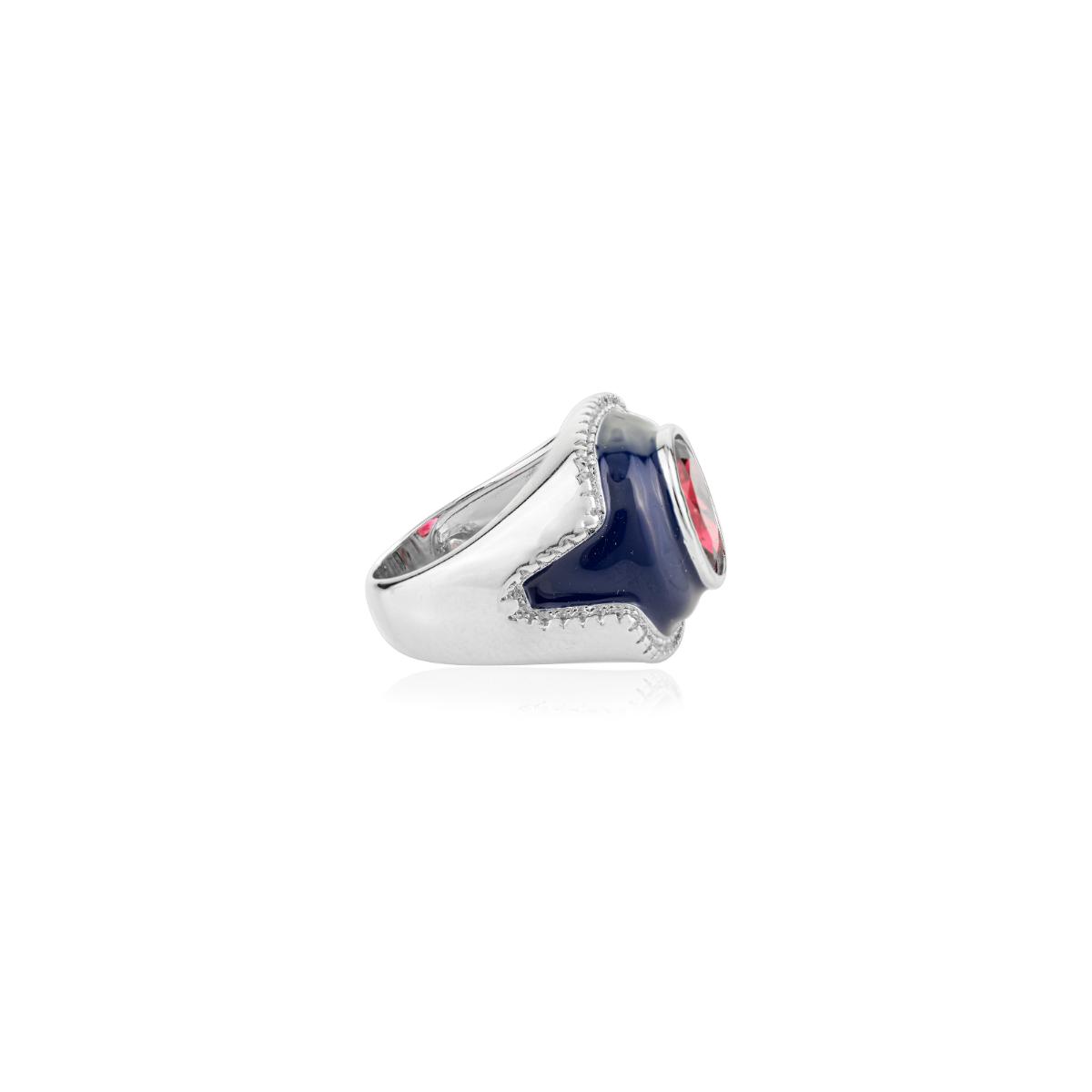 925 Sterling Silver Blue Halo Signet Ring