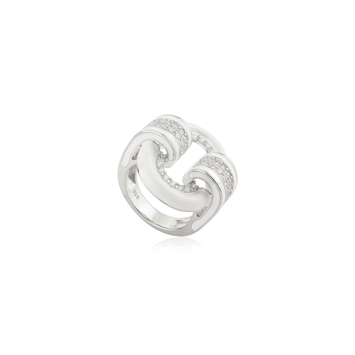 925 Sterling Silver Enamel Buckle Ring