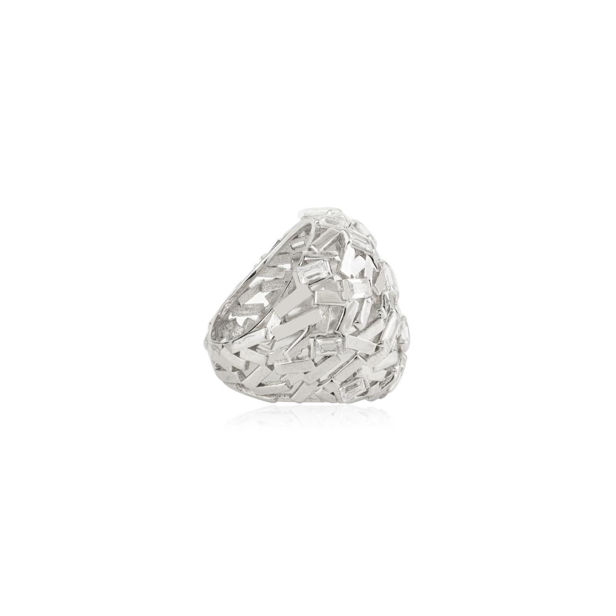 925 Sterling Silver Baguettes Random Cluster Ring