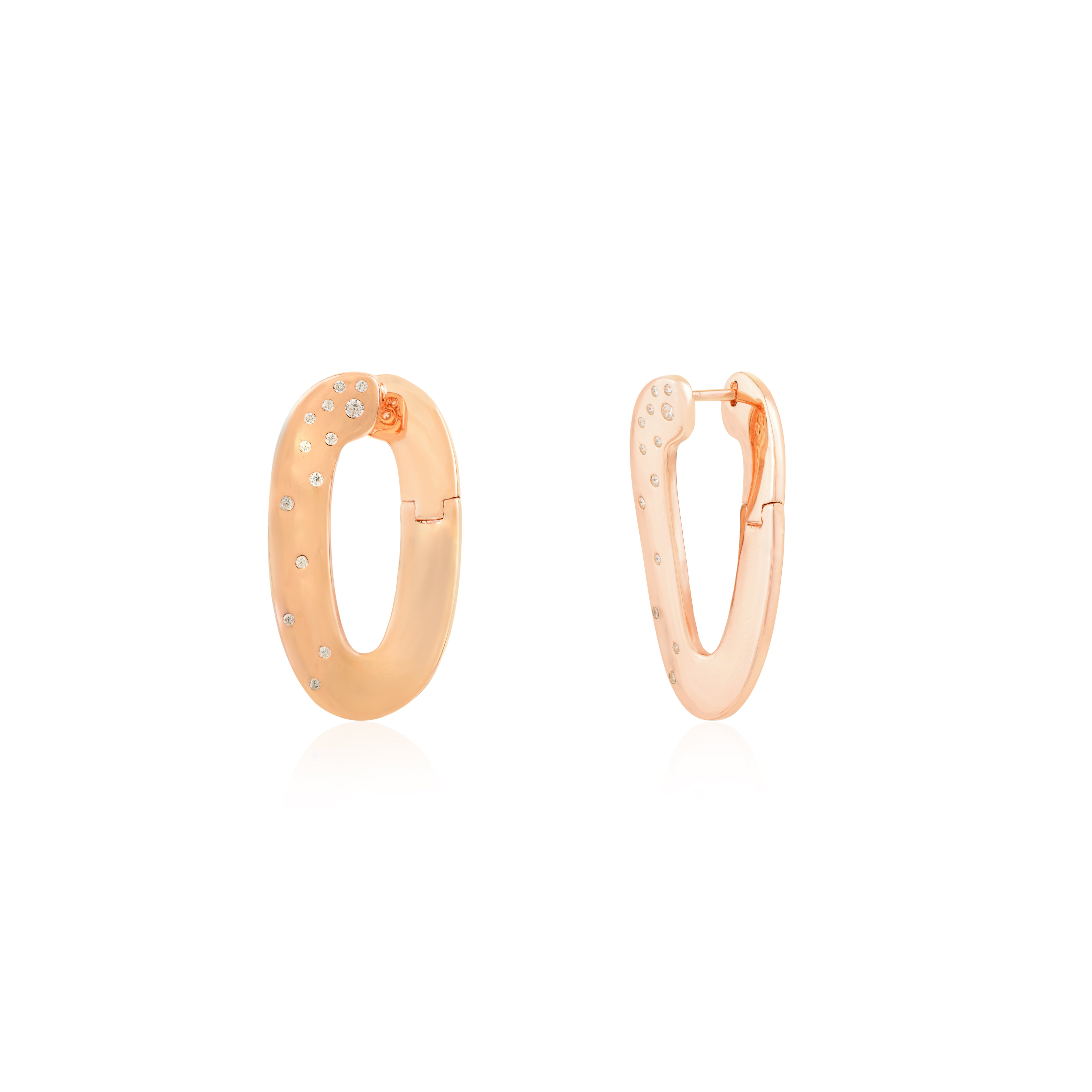925 Silver Rose Gold Plated CZ Statement Earrings