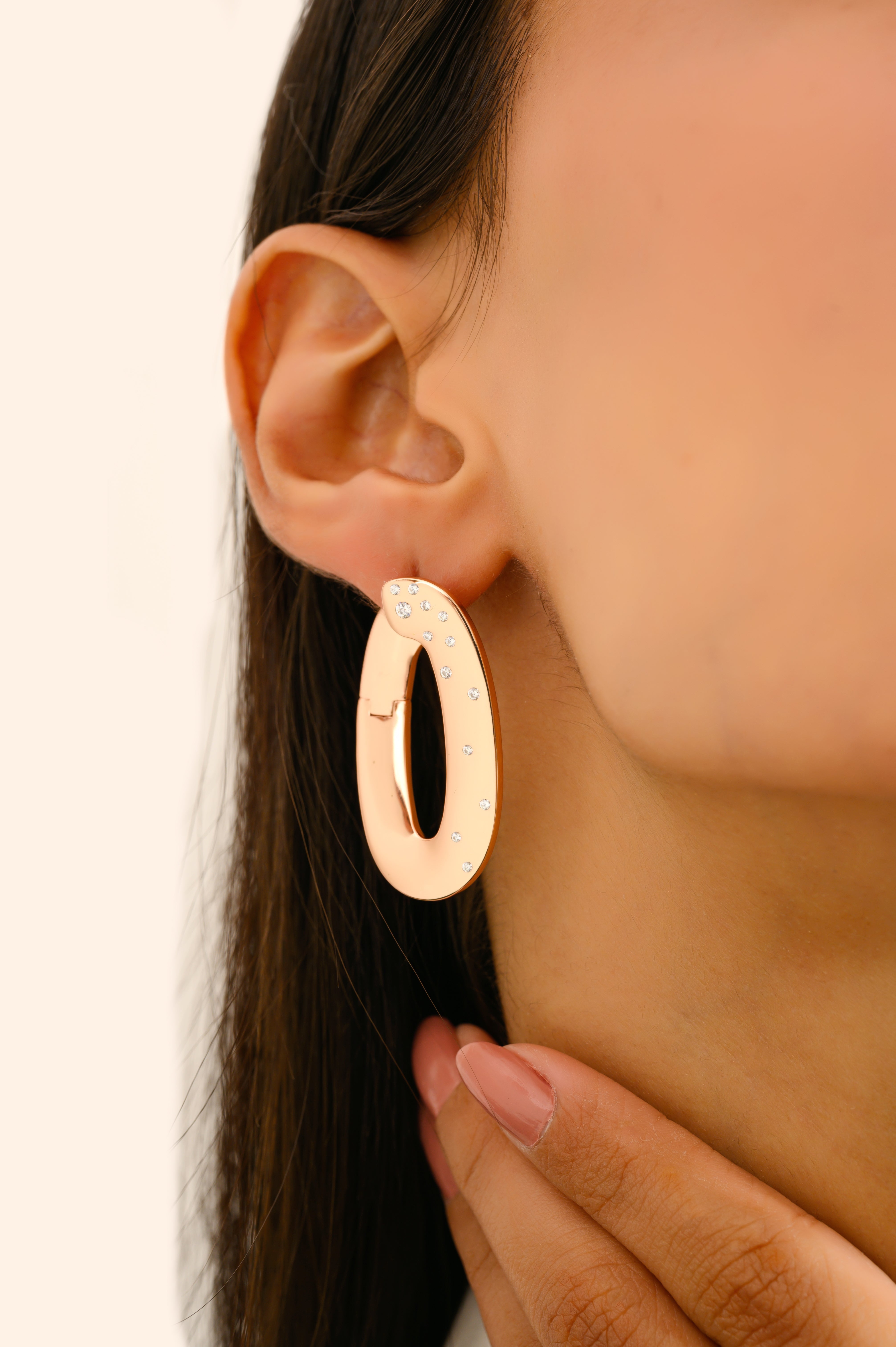 925 Silver Rose Gold Plated CZ Statement Earrings