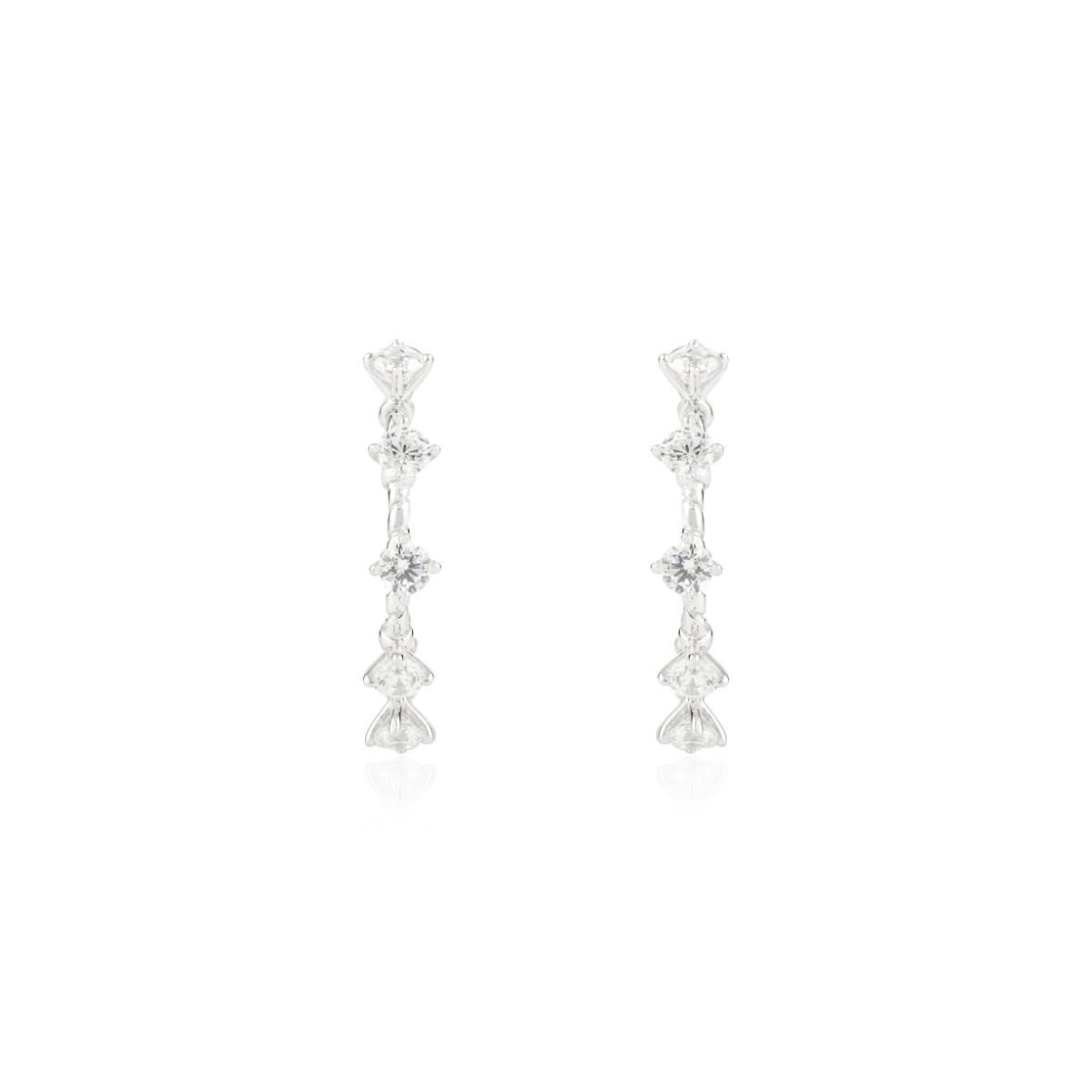 925 Silver White CZ Semi Hoop Earrings
