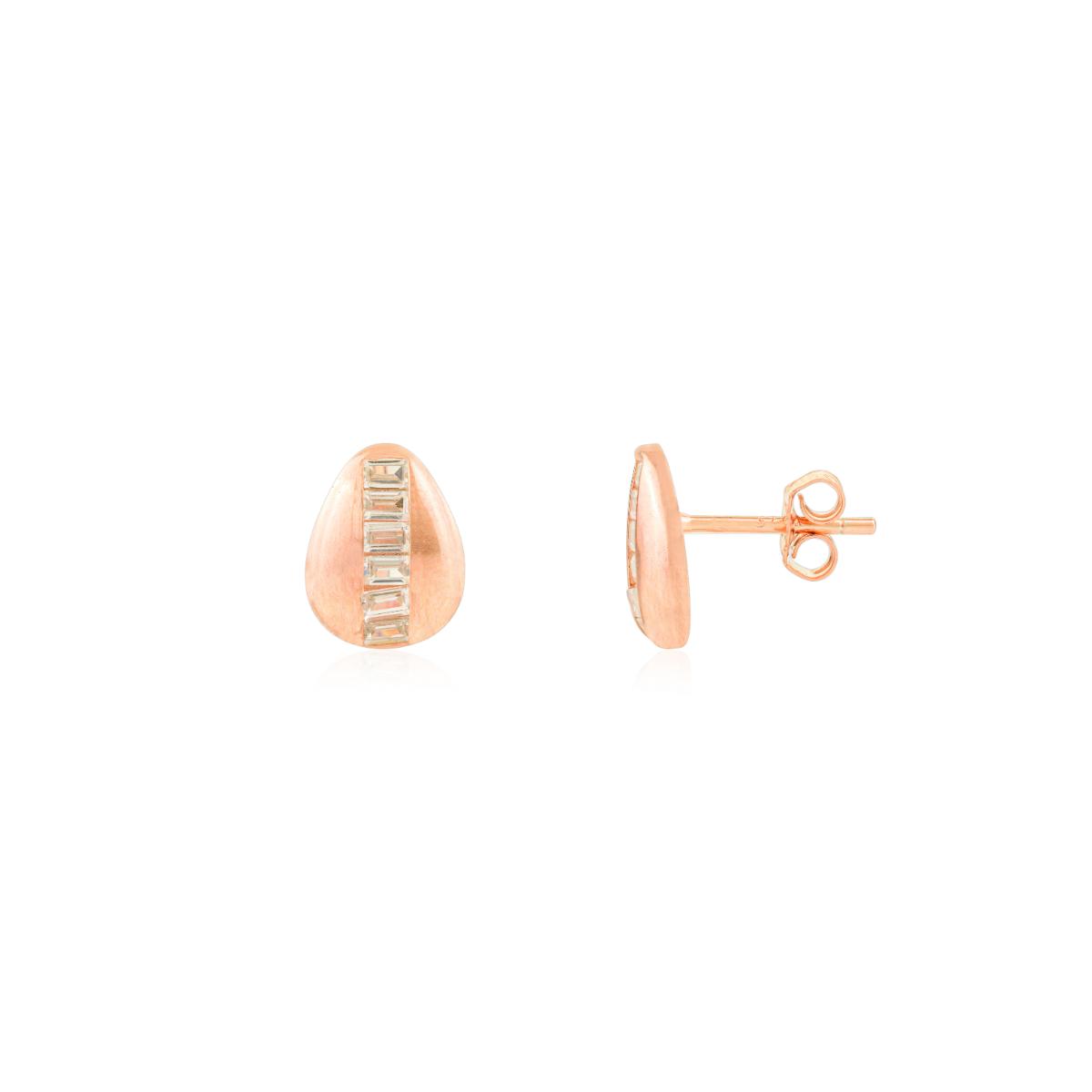 925 Silver Rose Gold Plated White CZ Stud Earrings