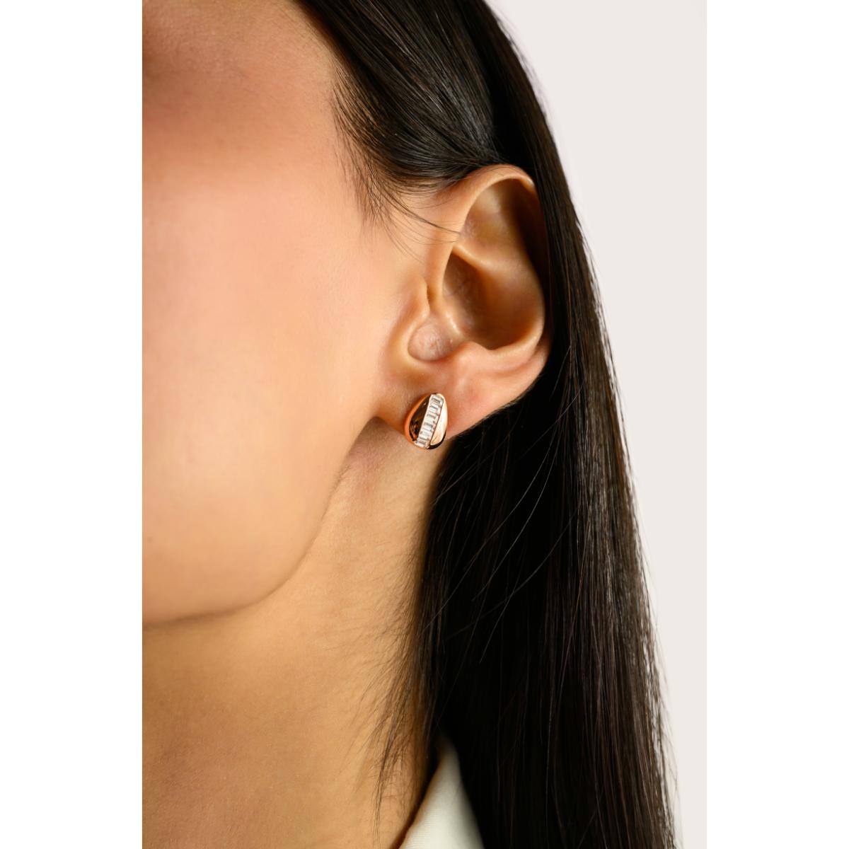 925 Silver Rose Gold Plated White CZ Stud Earrings