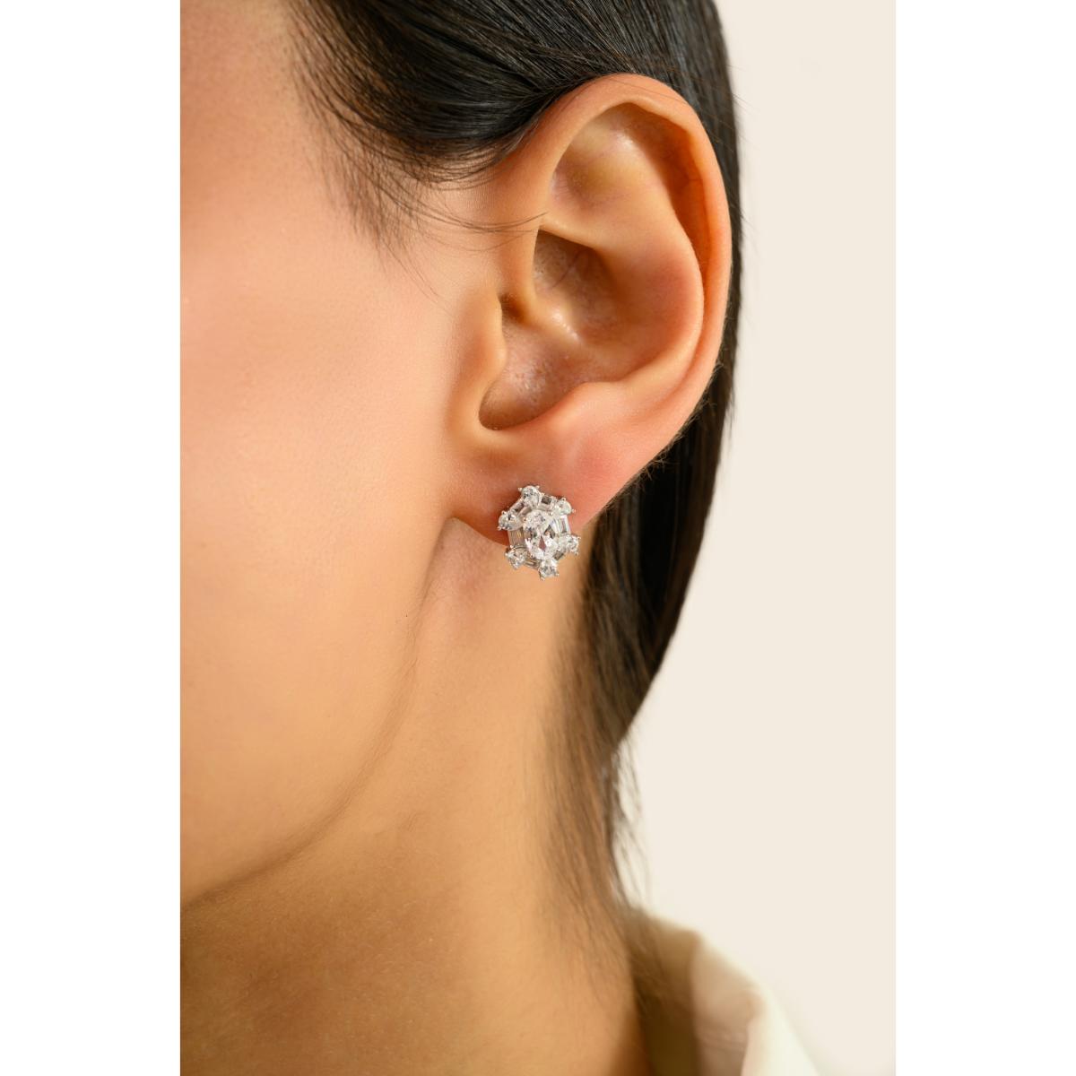 925 Silver White CZ Daily Stud Earrings