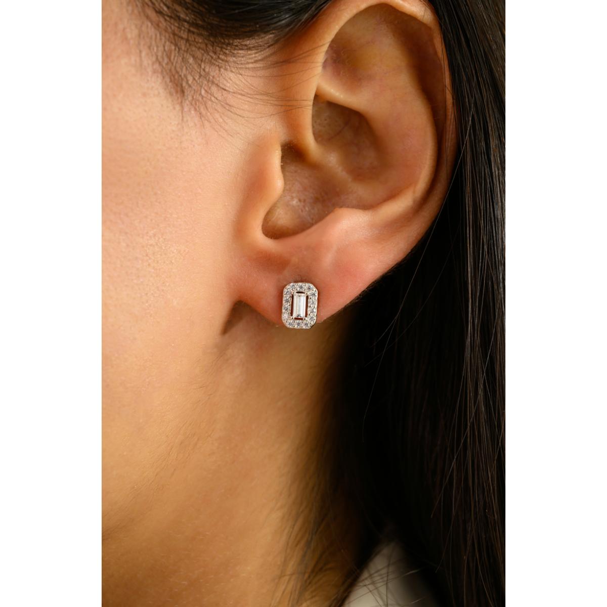 925 Silver White CZ Tiny Stud Earrings