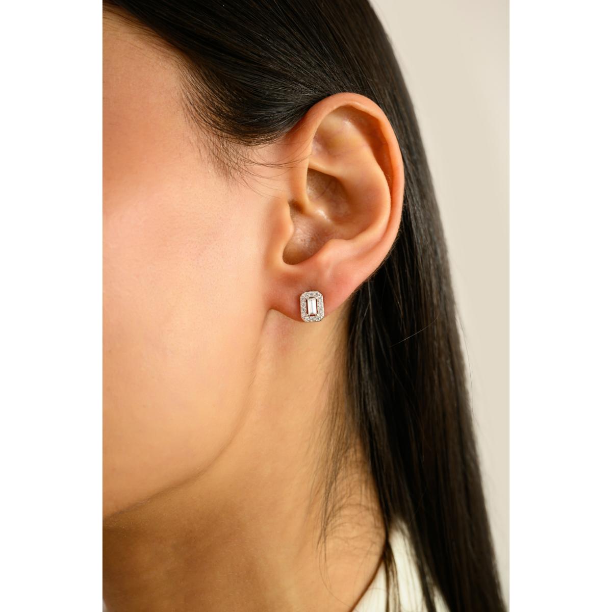 925 Silver White CZ Tiny Stud Earrings
