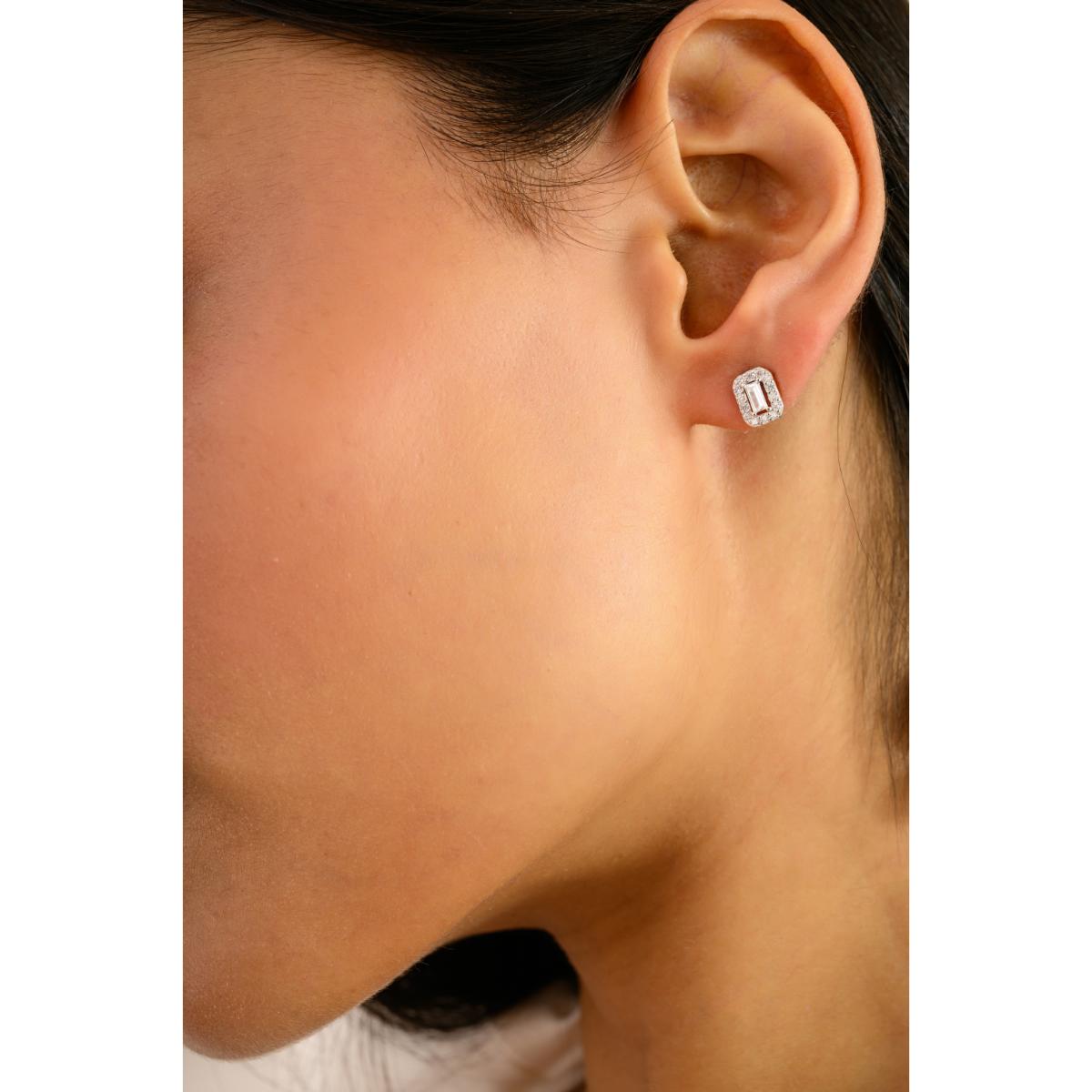 925 Silver White CZ Tiny Stud Earrings