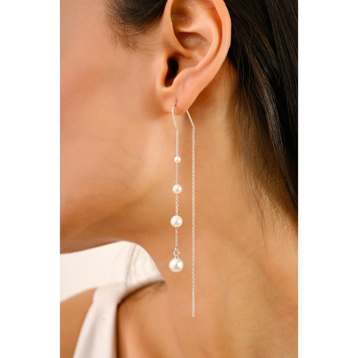 925 Silver Rose Gold Threader Long Drop Earrings