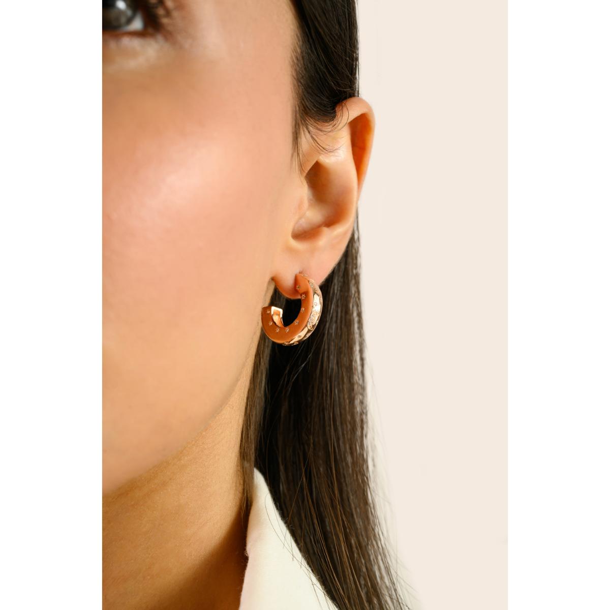 925 Silver Rose Gold White CZ Hoop Earrings