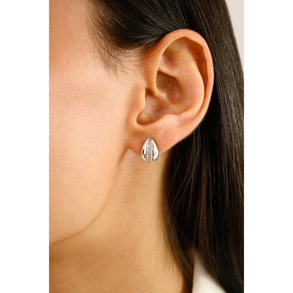 925 Silver White CZ Tiny Stud Earrings