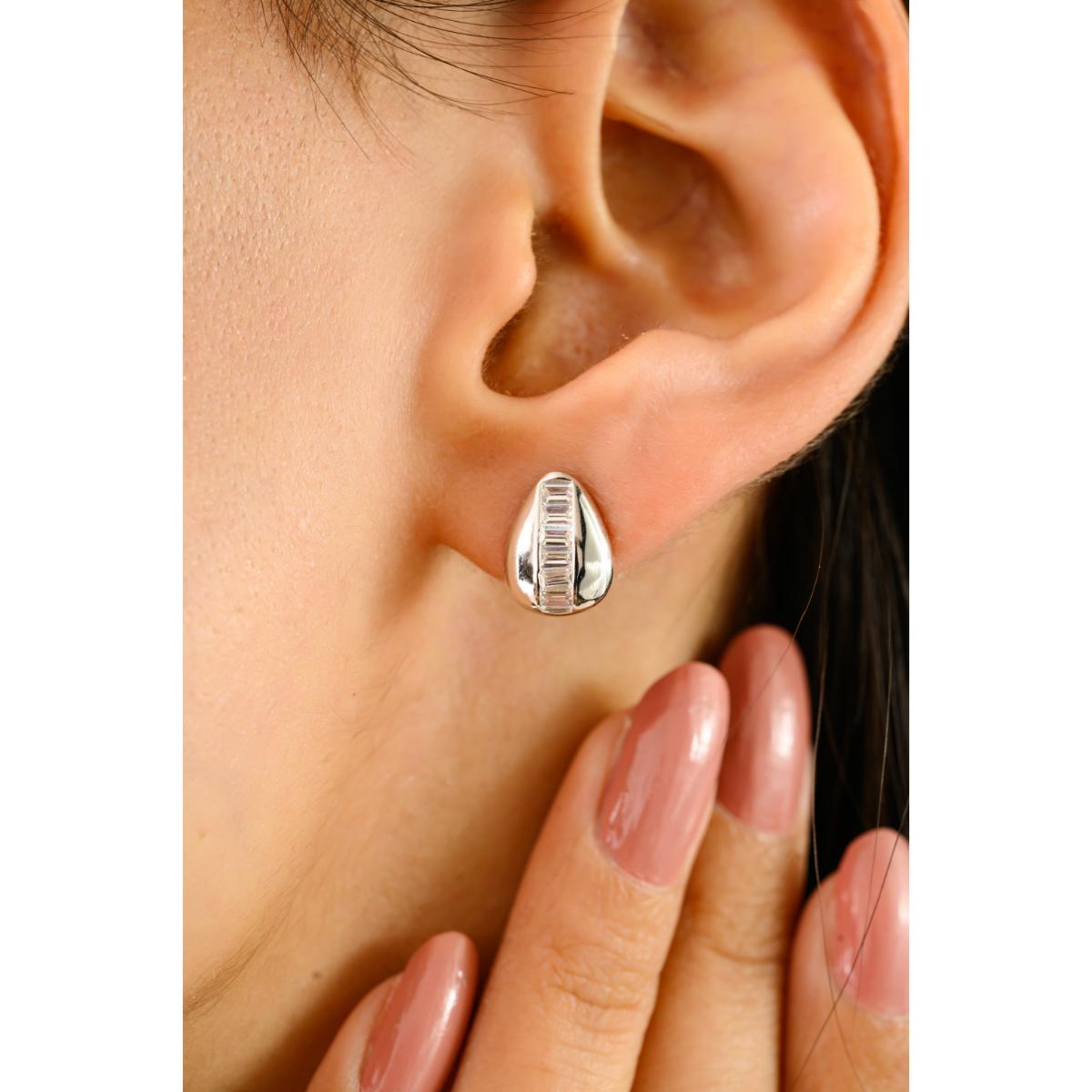 925 Silver White CZ Tiny Stud Earrings