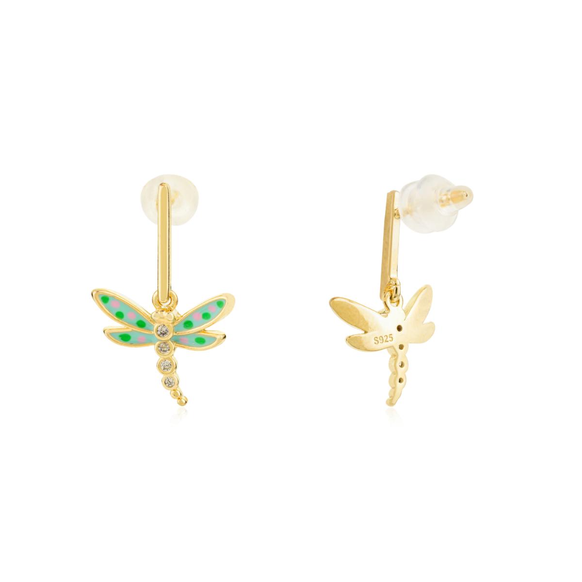 925 Silver Yellow Gold Plated Semi Hoop Earrings