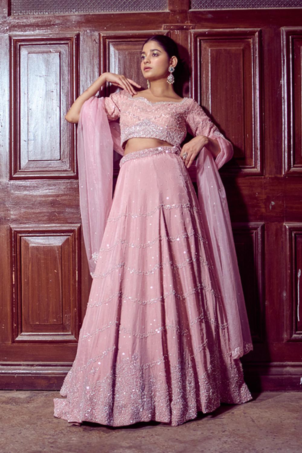 Peach Pink Lehenga Set