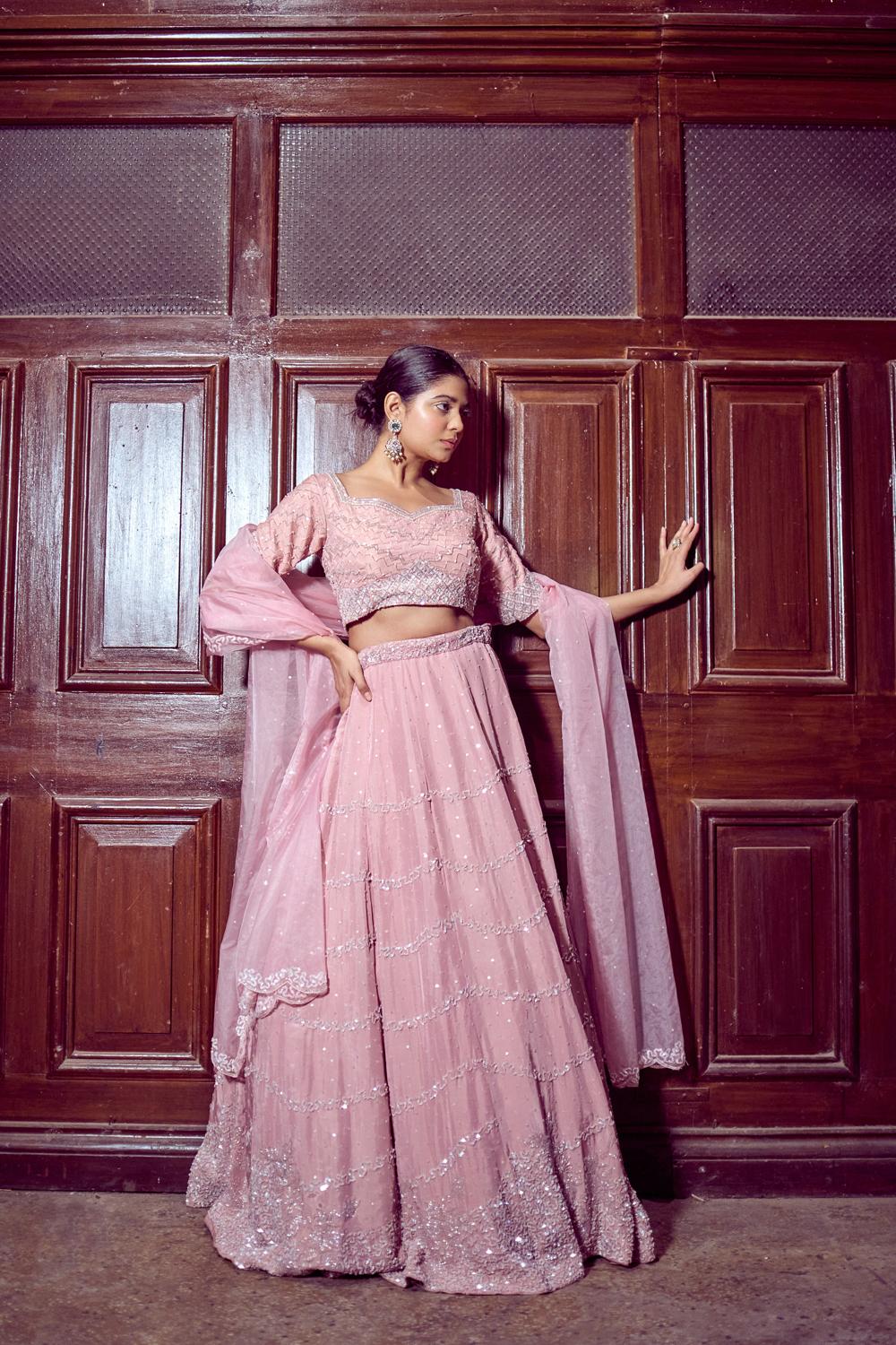 Peach Pink Lehenga Set