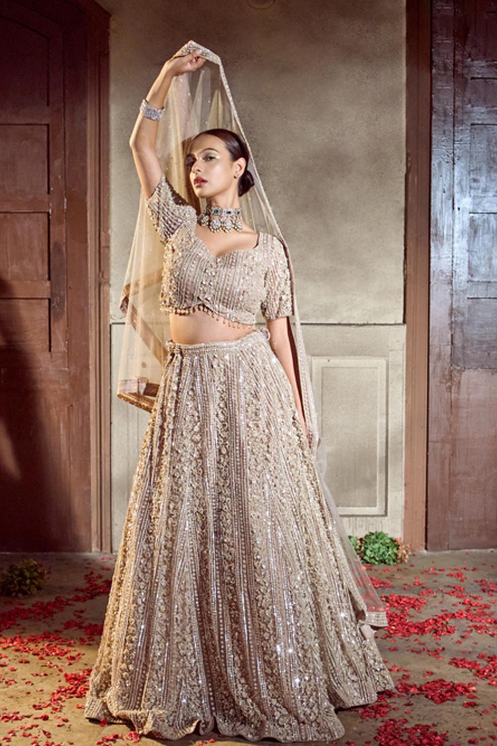 Golden Embroidered Lehenga Set