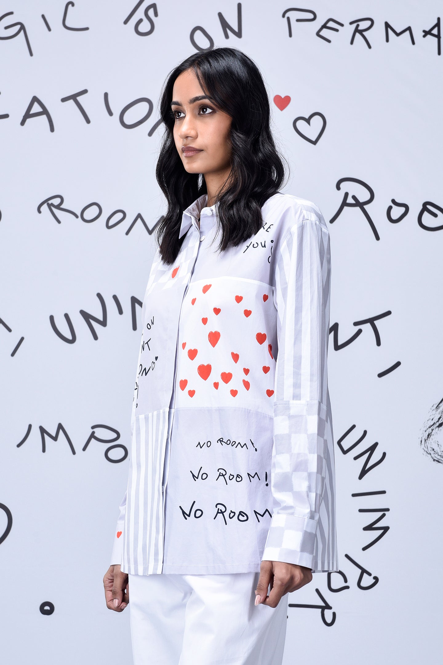 Women's Chess Board Relaxed Fit Shirt- Pearl Grey