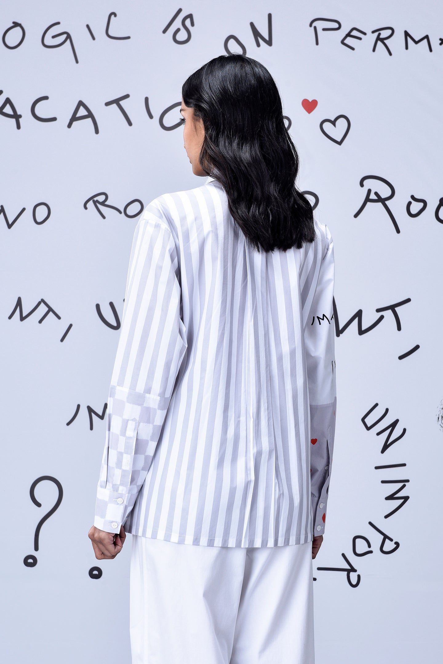 Women's Chess Board Relaxed Fit Shirt- Pearl Grey