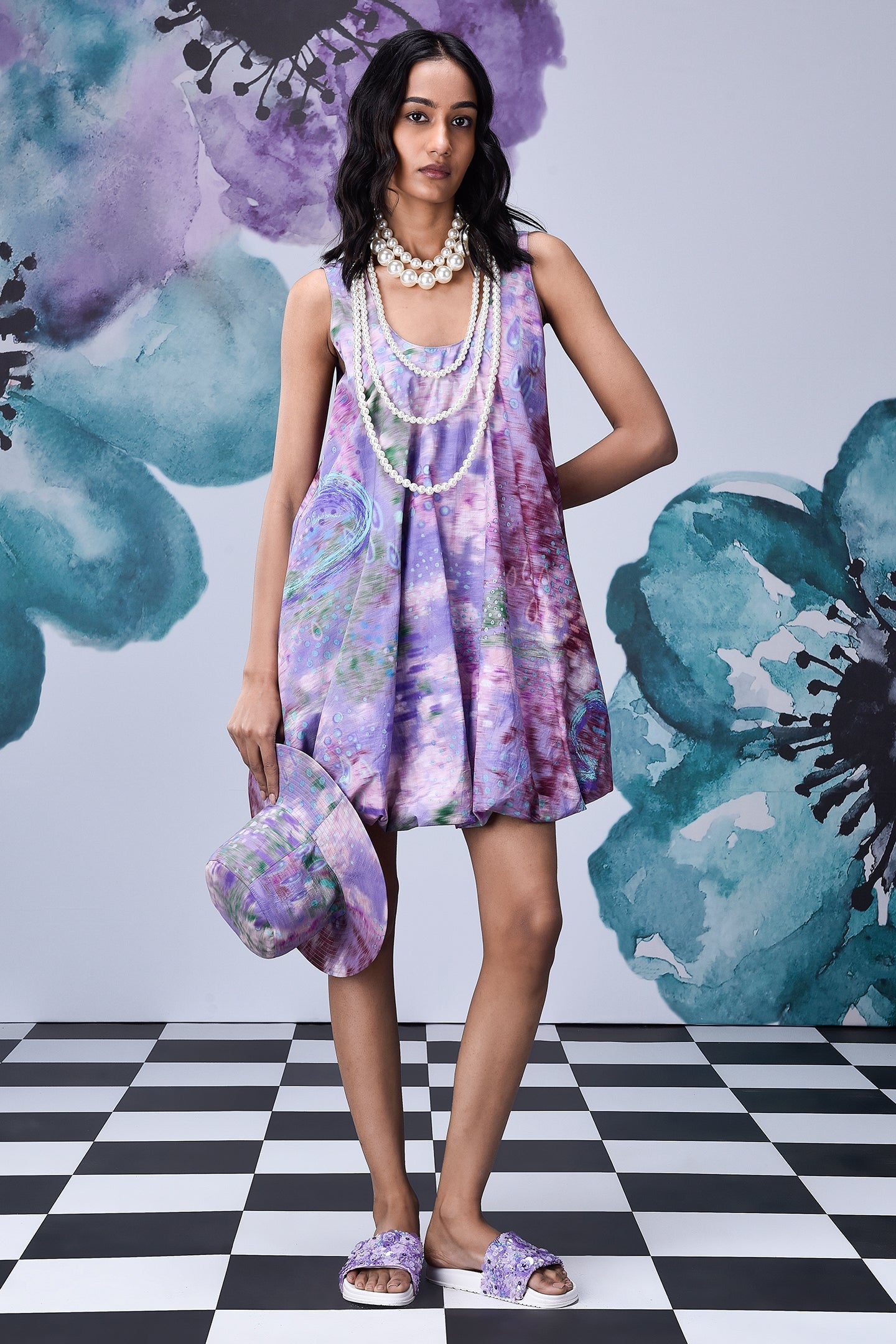 French Lavender Loose Fit Balloon Dress