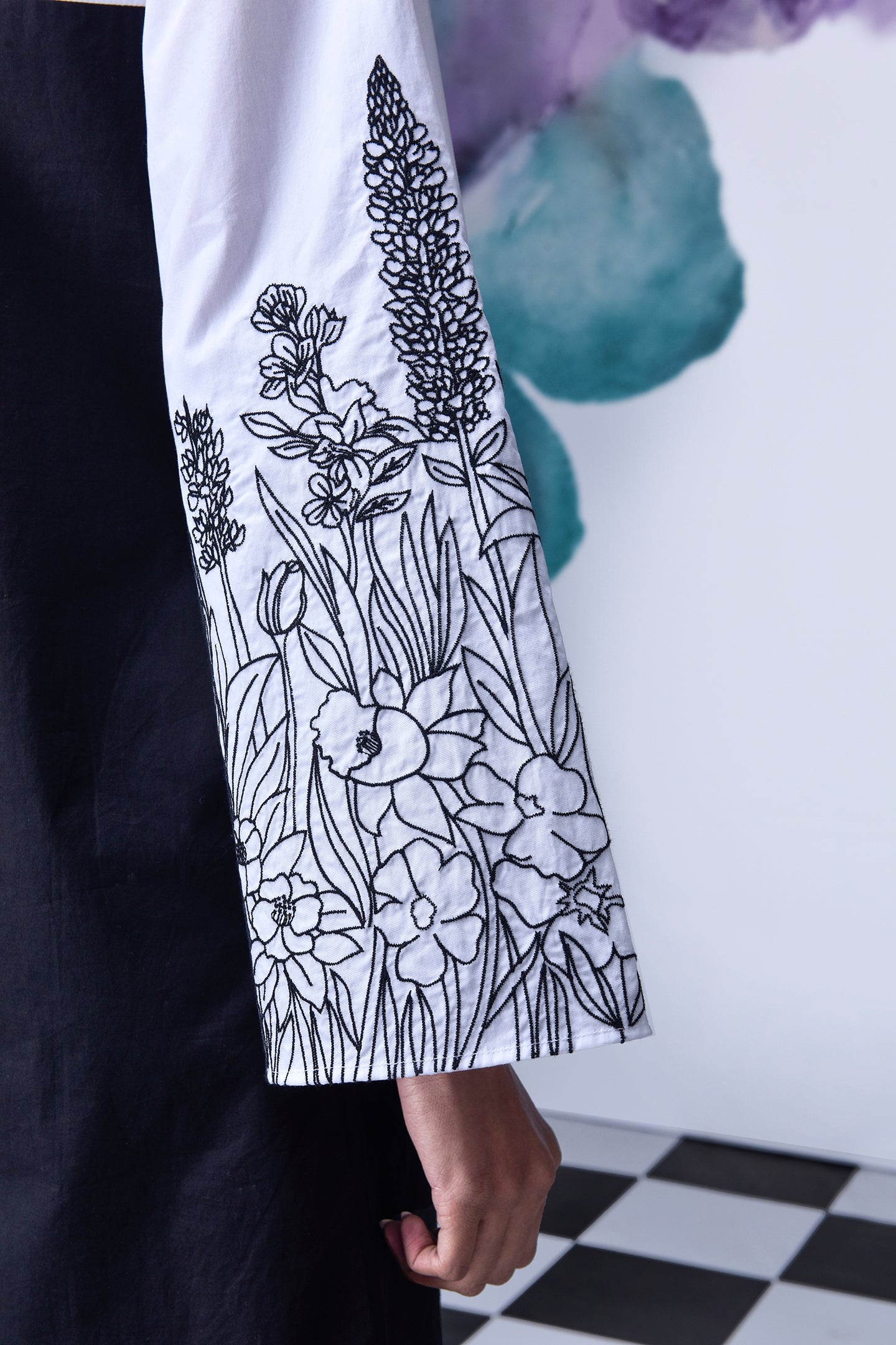 Black White Layered Relax Fit Dress