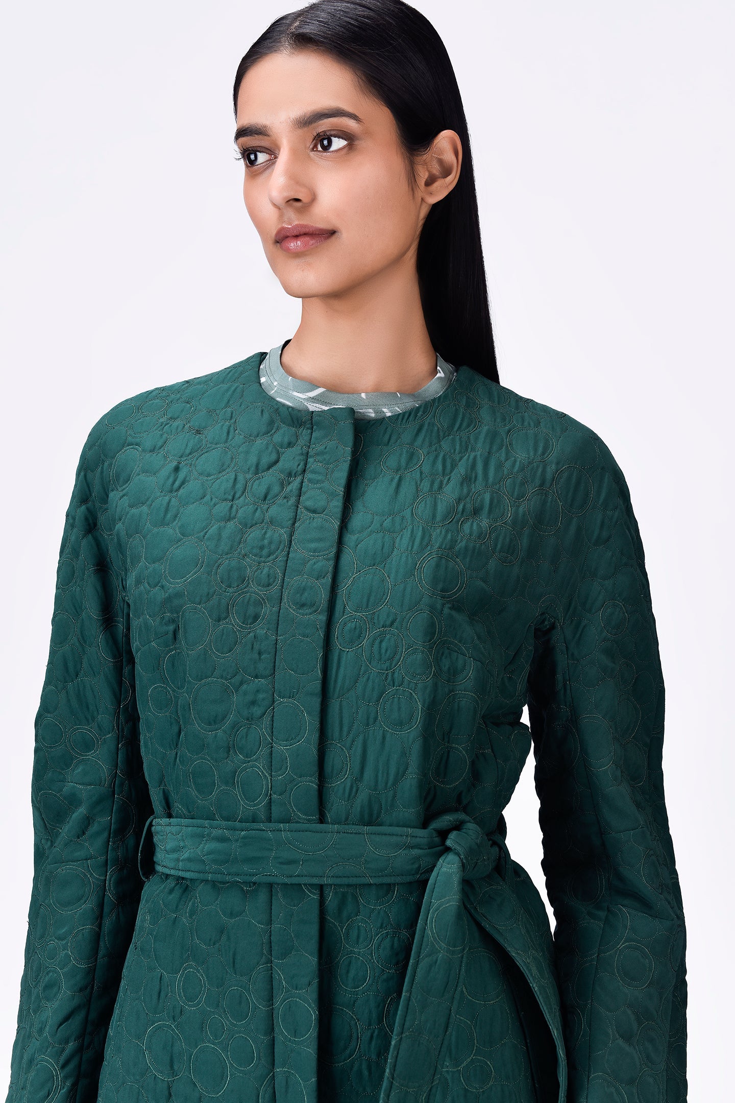 Semi-Fitted Trench Coat with Tie-Up Belt