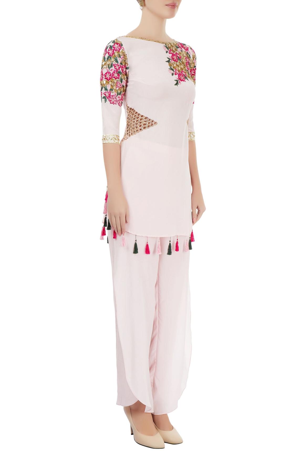 Light Pink Embroidered Pant Set