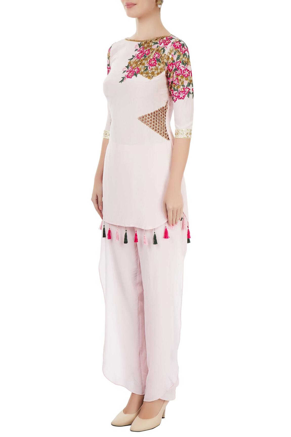 Light Pink Embroidered Pant Set