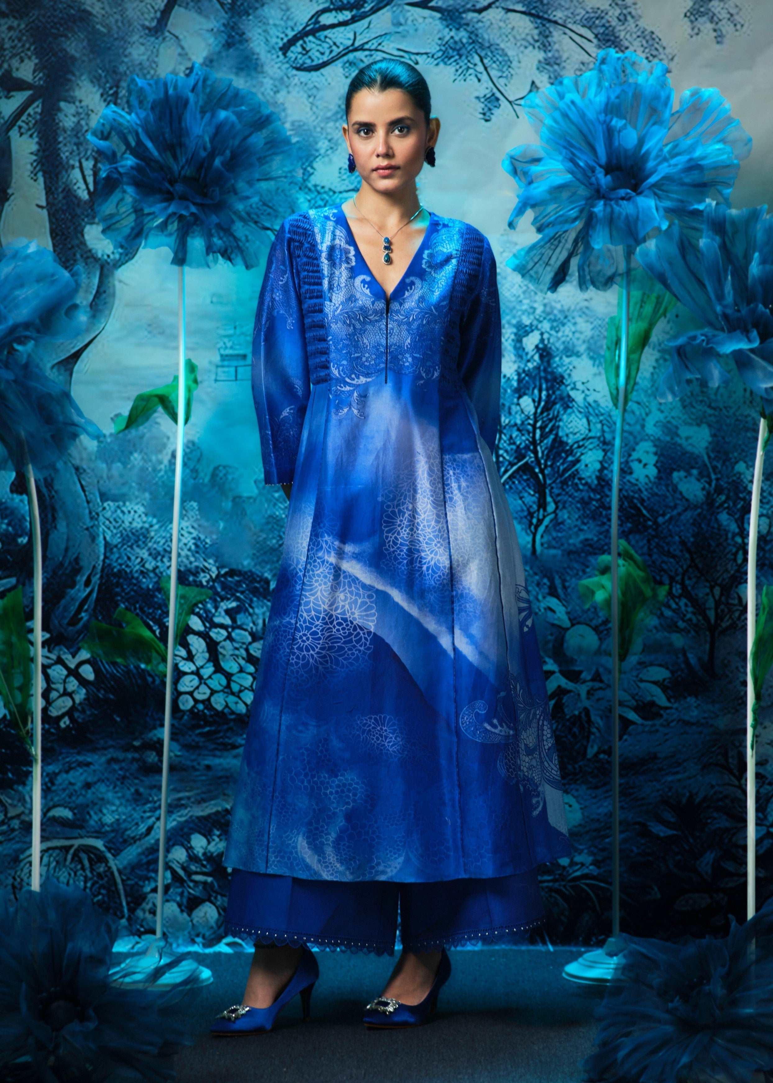 Sapphire Printed Anarkali Set