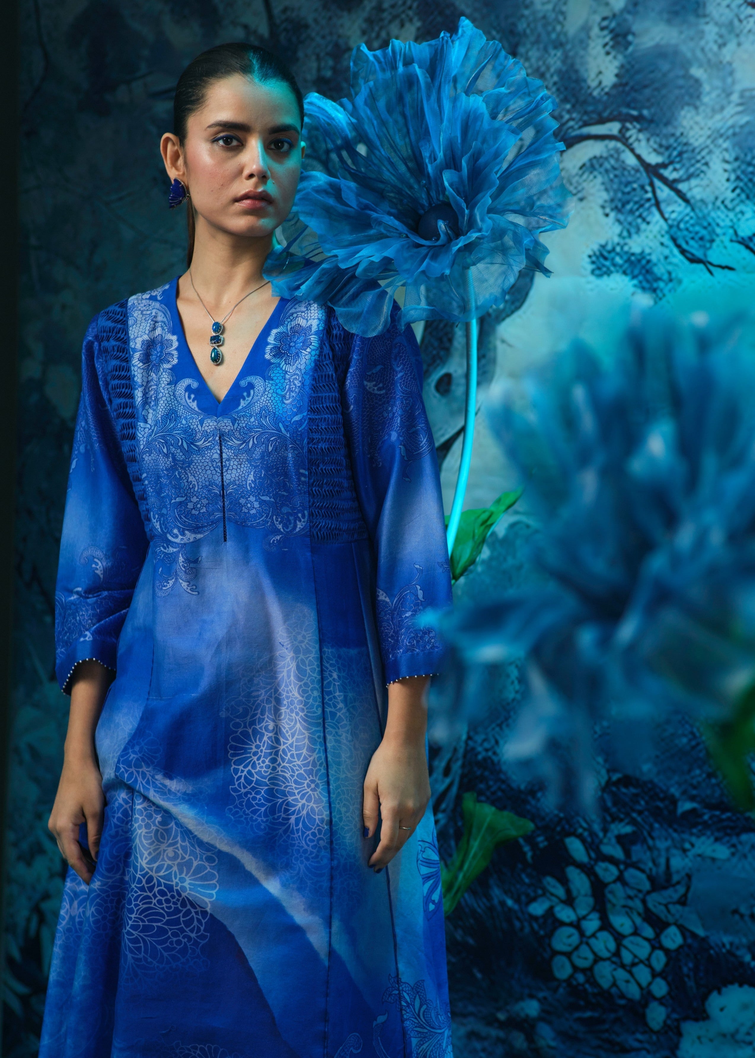 Sapphire Printed Anarkali Set