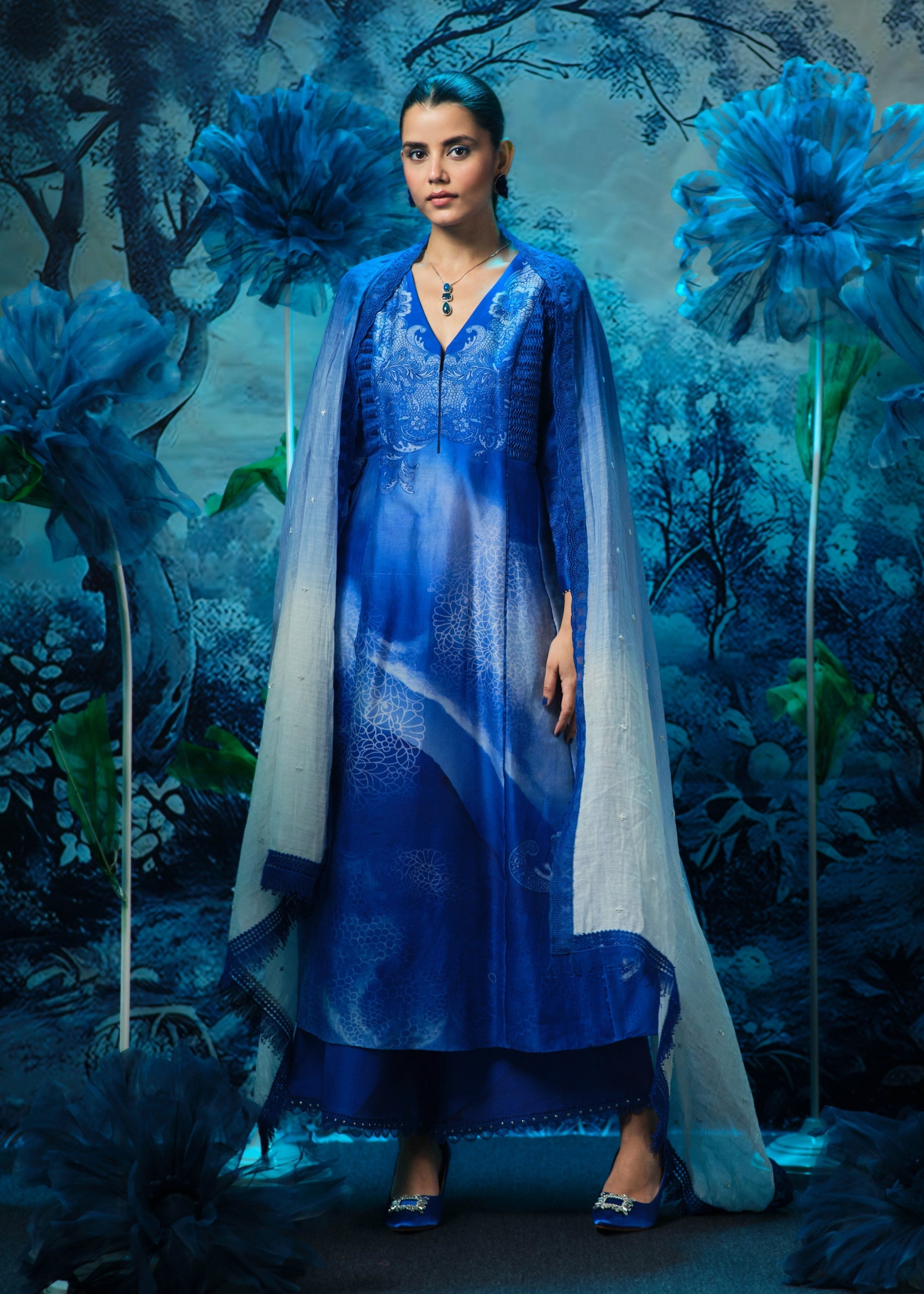 Sapphire Printed Anarkali Set