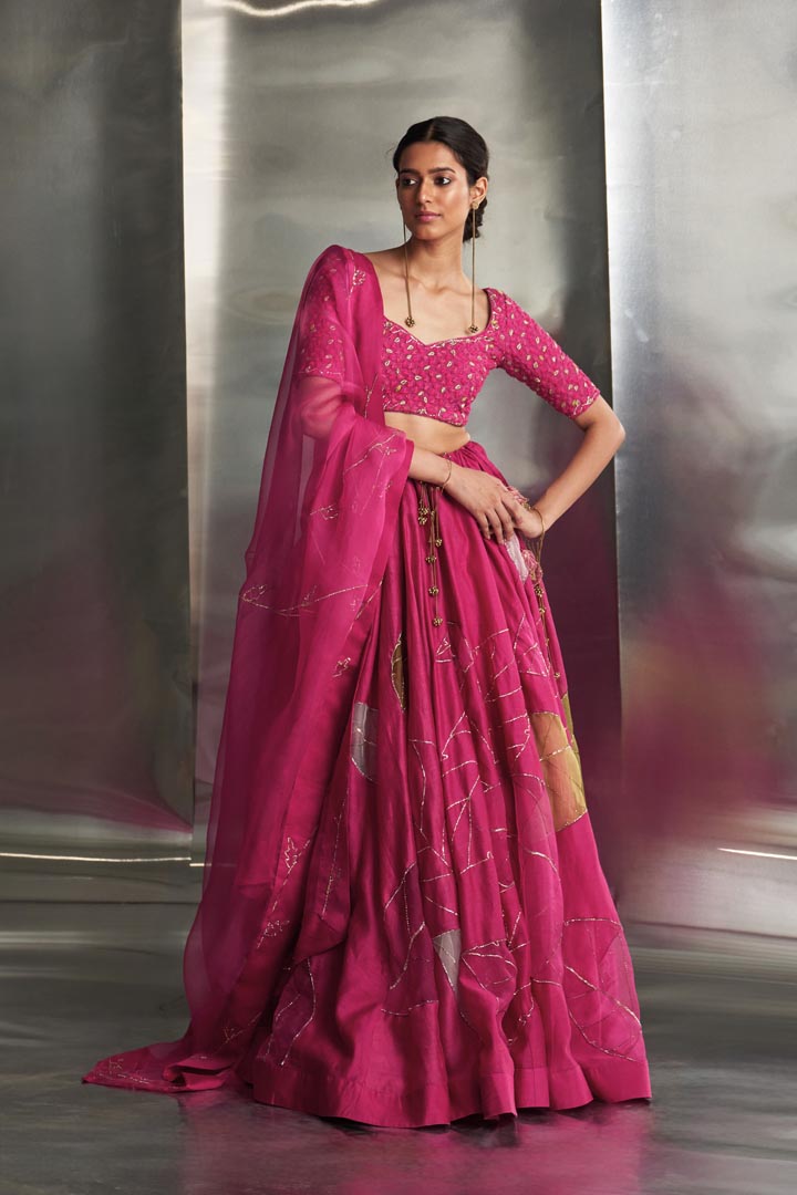 Image of Mulberry Pop Pink Lehenga