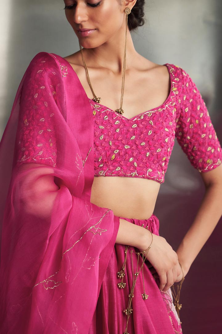 Image of Mulberry Pop Pink Lehenga