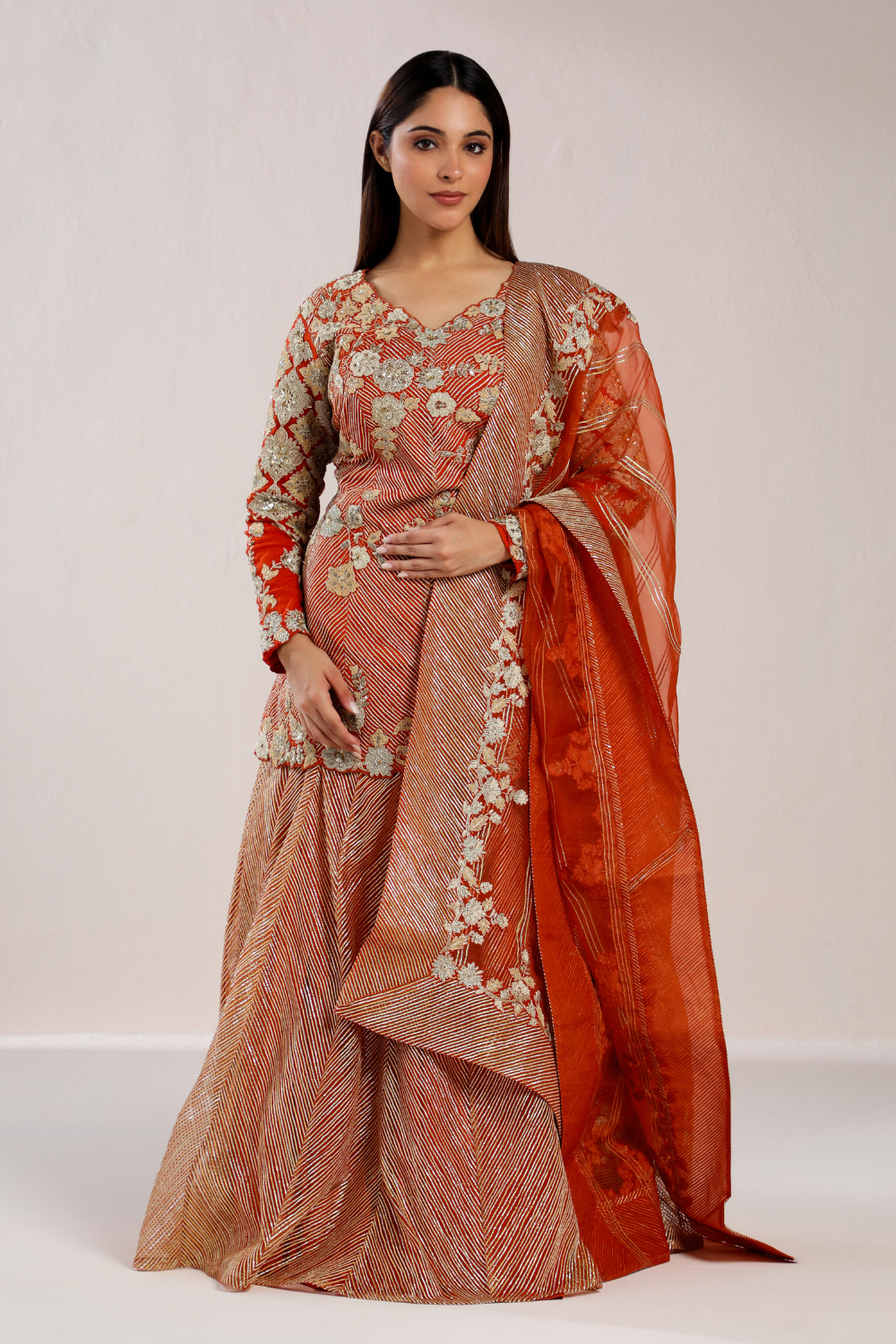 Gota With Floral Motifs Sharara Set