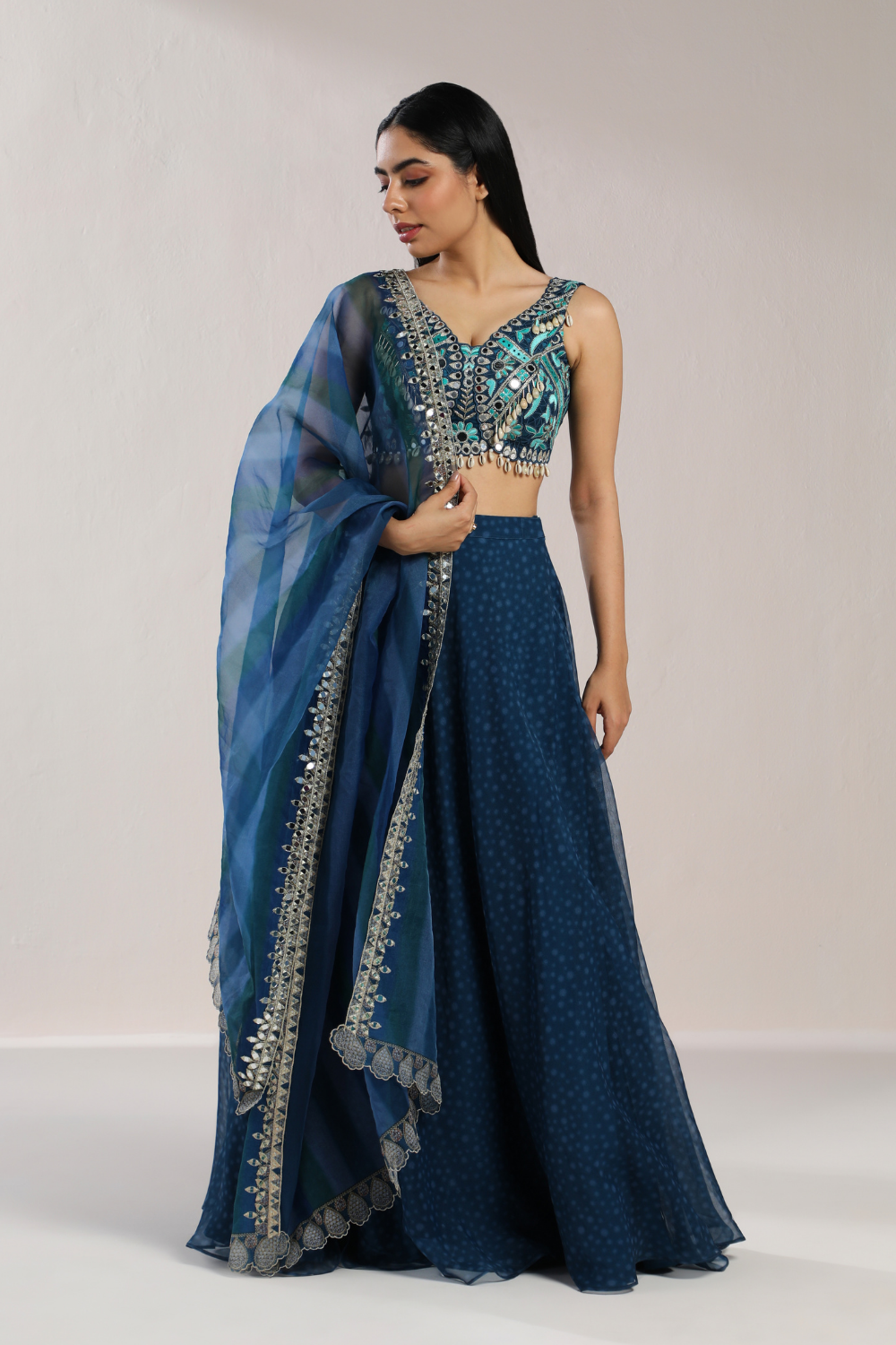 Navy Blue Lehenga Set