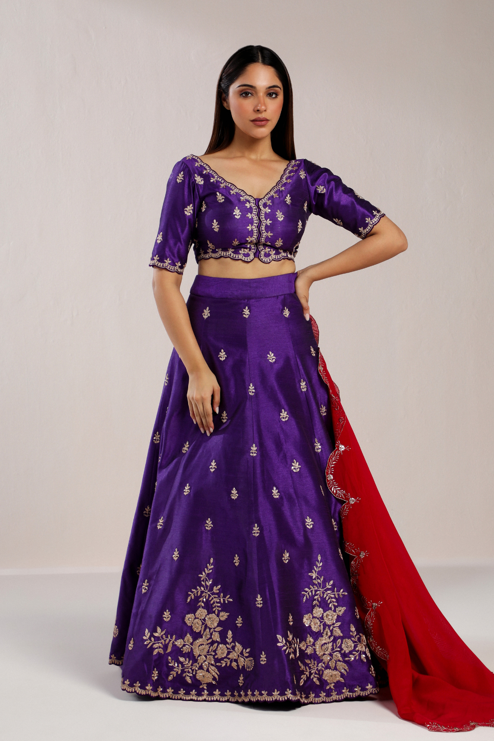 Purple Dori Embroidered Lehenga Set