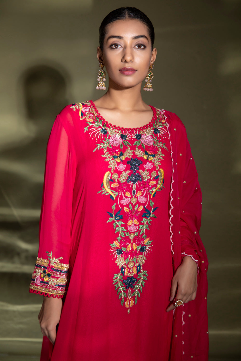 Athena Embroidered Suit With Dupatta - Auraya Fashion 