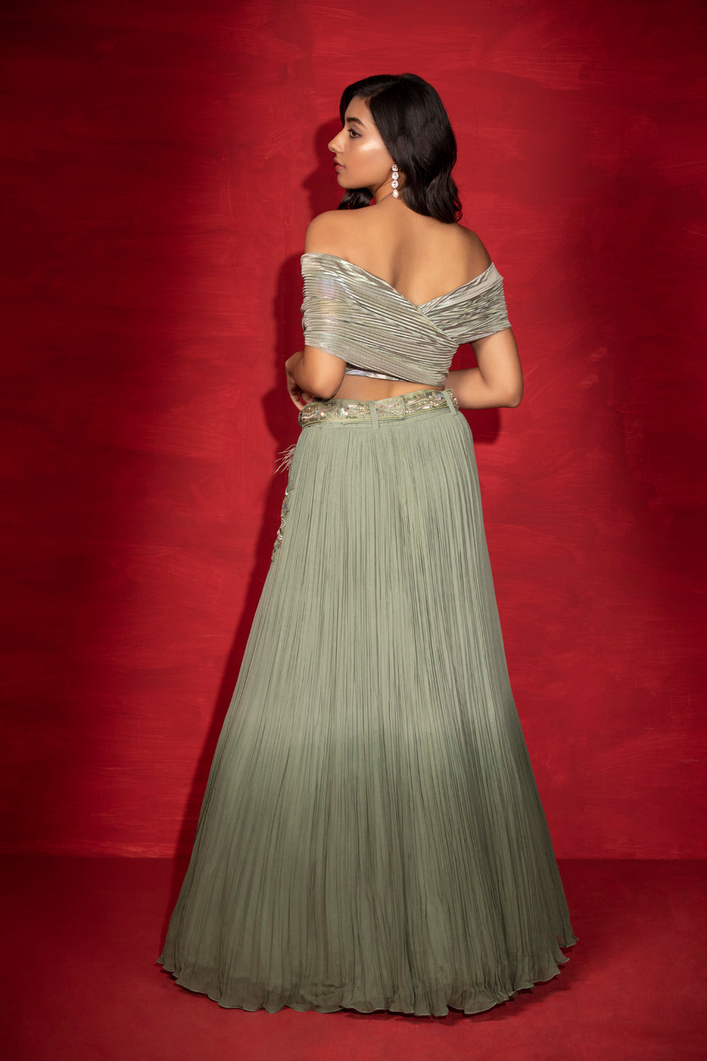 Runaway Drape Choli Lehenga - Auraya Fashion 