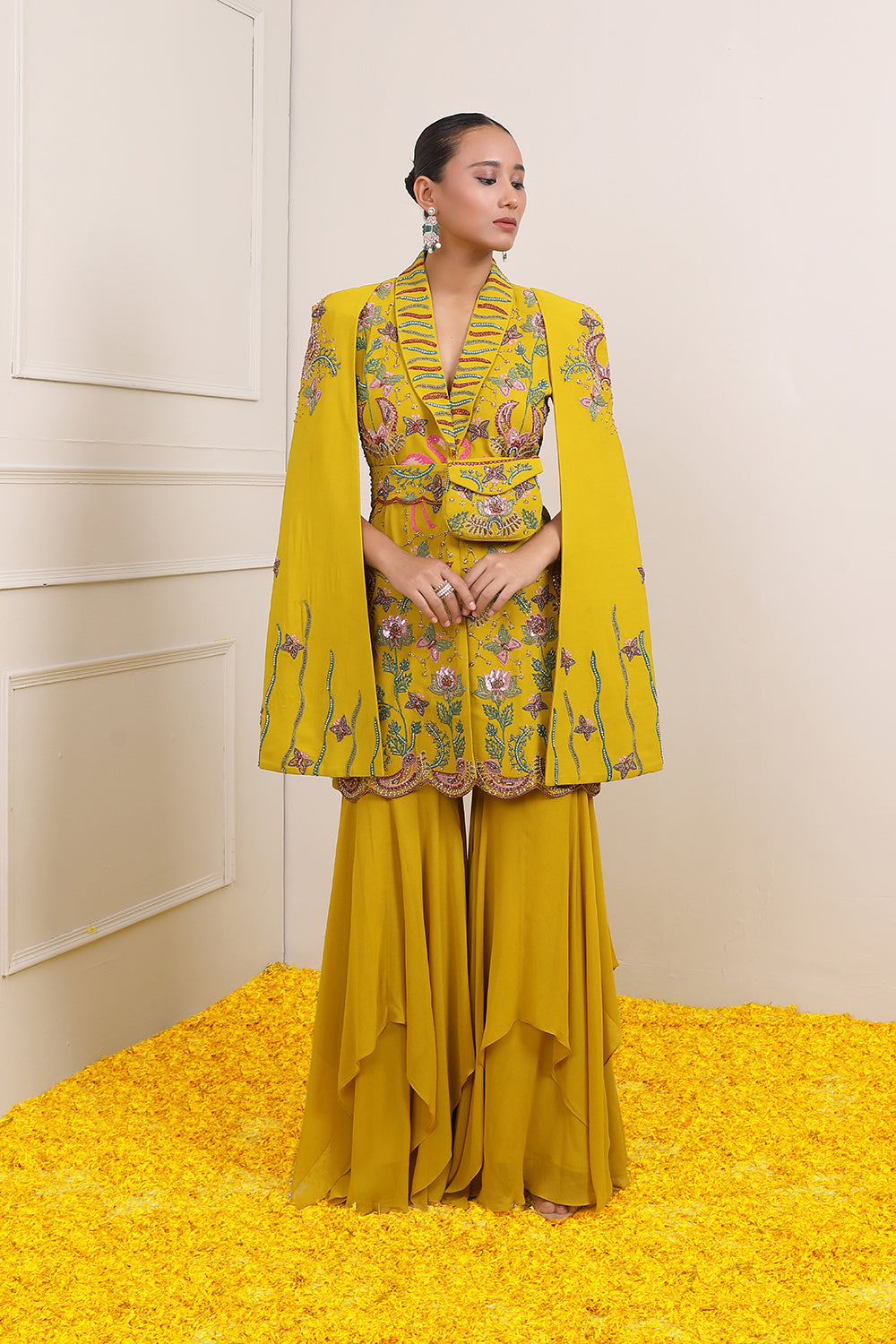 Ayra Cape Sharara Set - Auraya Fashion 