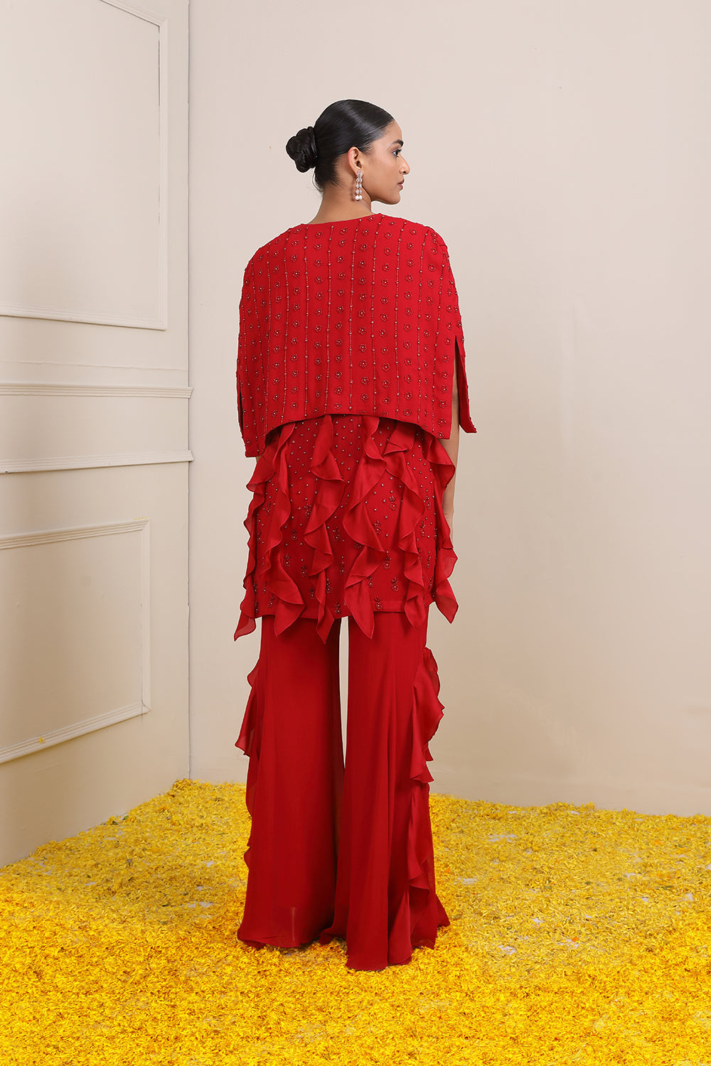 Amina Ruffled Cape Set - Auraya Fashion 