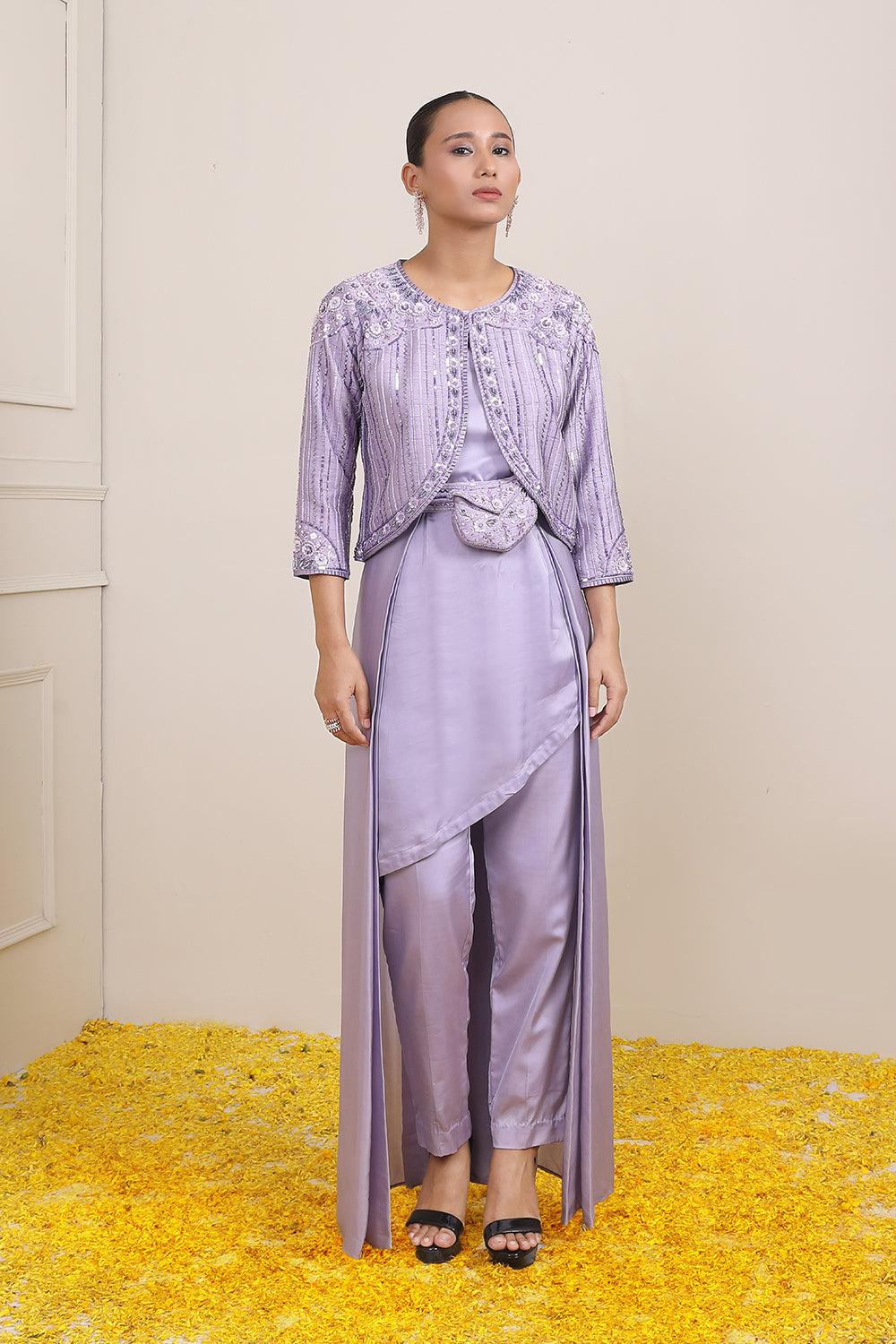 Rafia Cape Suit - Auraya Fashion 